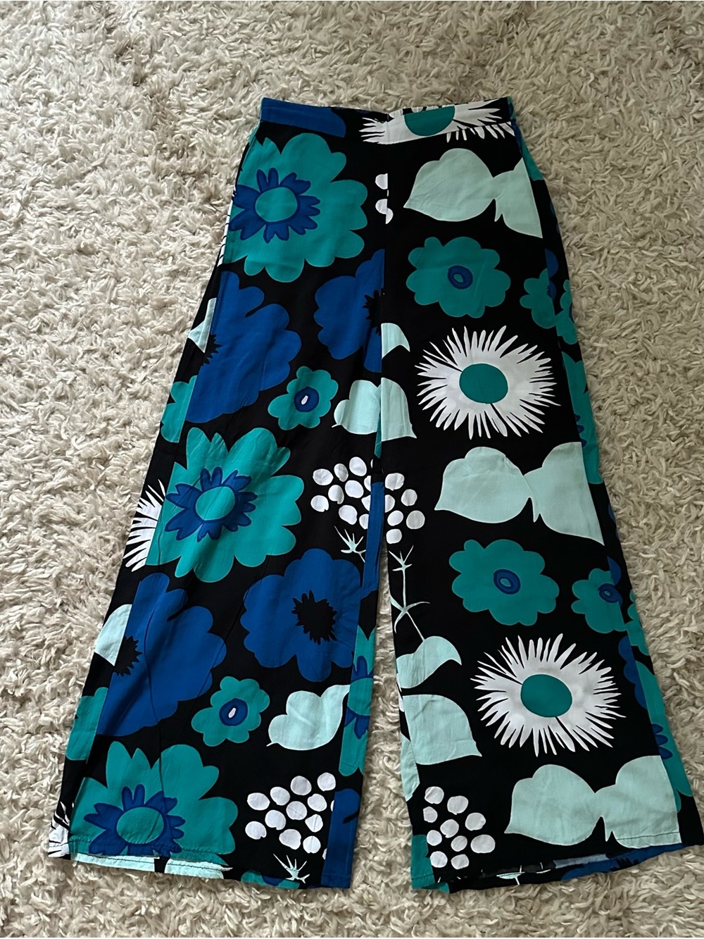 Marimekko For Target Black Floral Wide-Leg Pants